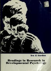 Front cover of Readings in research in developmental psychology by Ira J. Gordon
