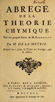 Front cover of Abregé de la theorie chymique by Herman Boerhaave