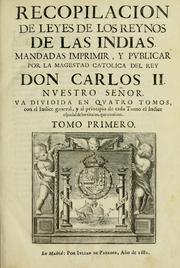Front cover of Recopilacion de leyes de los reynos de las Indias by Spain.
