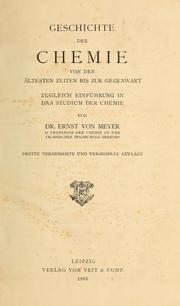 Front cover of Geschichte der Chemie von den ältesten Zeiten bis zur Gegenwart by Ernst von Meyer