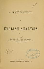 Cover of A new method in English analysis by Charles P. Curd