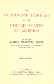 Front cover of The prominent families of the United States of America by Arthur Meredyth Burke