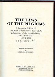 Front cover of The laws of the Pilgrims by Massachusetts