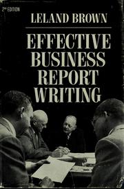 Front cover of Effective business report writing by Leland Brown