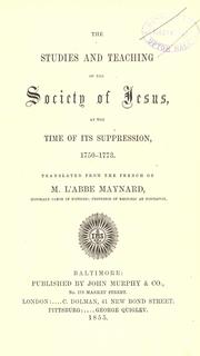 Front cover of The Studies And Teaching Of The Society Of Jesus At The Time Of Its Suppression, 1750-1773 by Michel Ulysse Maynard