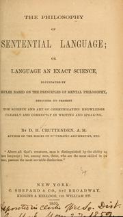 Front cover of The philosophy of sentential language by D. H. Cruttenden