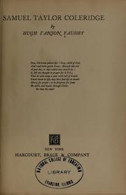 Front cover of Samuel Taylor Coleridge by Fausset, Hugh I'Anson