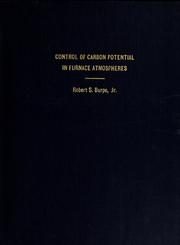 Front cover of Control of carbon potential in furnace atmospheres by Robert S. Burpo