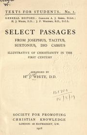 Front cover of Select passages from Josephus, Tacitus, Suetonius, Dio Cassius by Henry Julian White
