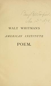 Cover of After all, not to create only by Walt Whitman