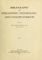 Front cover of Bibliography of philosophy, psychology, and cognate subjects by Benjamin Rand