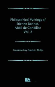 Front cover of Philosophical Works of Etienne Bonnot, Abbe De Condillac by Franklin Philip