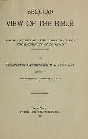 Front cover of Secular view of the Bible by Constantine Grethenbach