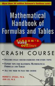 Cover of Mathematical handbook of formulas and tables by George J. Hademenos
