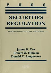 Cover of 2006 securities regulation by Cox, James D.