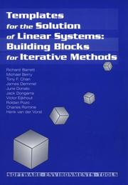 Front cover of Templates for the solution of linear systems by Richard Barrett