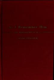 Cover of As I remember him by Hans Zinsser