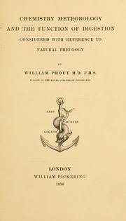 Cover of Chemistry, meteorology and the function of digestion by William Prout