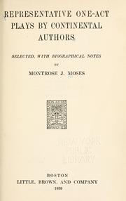 Cover of Representative one-act plays by continental authors by Moses, Montrose Jonas