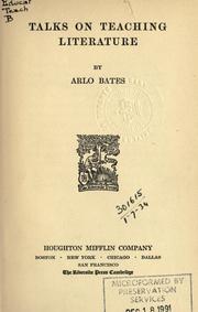 Cover of Talks on teaching literature by Arlo Bates