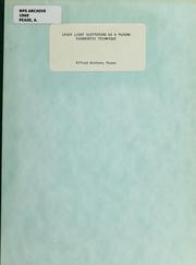 Front cover of Laser light scattering as a plasma diagnostic technique by Alfred Anthony Pease