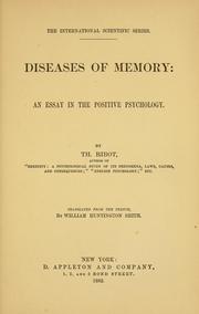 Front cover of Diseases of memory by Théodule Armand Ribot