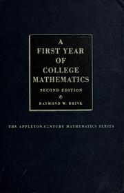 Front cover of A first year of college mathematics by Raymond W. Brink
