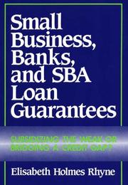 Front cover of Small business, banks, and SBA loan guarantees by Elisabeth Rhyne