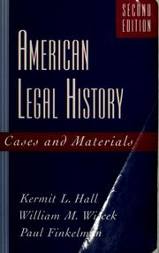 Front cover of American legal history by Kermit Hall