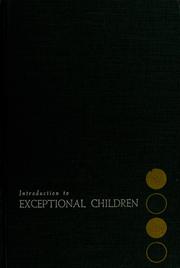 Cover of Introduction to exceptional children by Baker, Harry J.