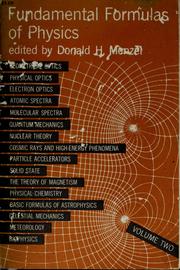 Front cover of Fundamental formulas of physics by Donald Howard Menzel