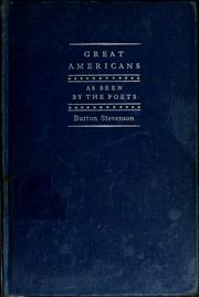 Front cover of Great Americans as seen by the poets by Burton Egbert Stevenson