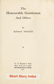Front cover of The honourable gentleman and others by Achmed Abdullah