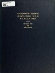 Front cover of Superconductivity properties of evaporated thin tin films with meatllic backing by Chong Sum Fong