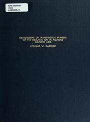 Front cover of Measurement of transference numbers of the bisulfate ion in aqueous sulfuric acid by Howard W. Gardner