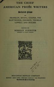 Front cover of The chief American prose writers by Norman Foerster