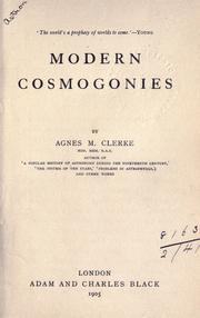Front cover of Modern cosmogenies by Agnes M. Clerke