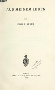 Front cover of Aus meinem Leben by Fischer, Emil