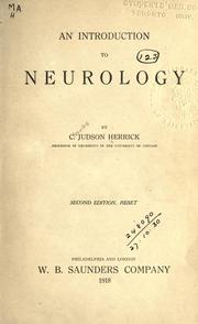 Front cover of An introduction to neurology by C. Judson Herrick