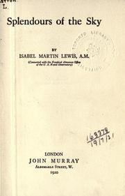 Cover of Spendours of the sky by Isabel Martin Lewis