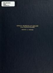 Front cover of Optical properties of sublimed 2, 4, 6-Trinitrotoluene by Robert S. Tisdale