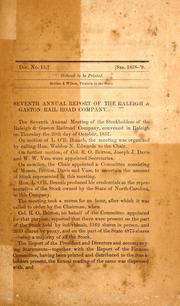 Front cover of Seventh annual report of the Raleigh & Gaston Rail Road Company by Raleigh and Gaston Railroad Company