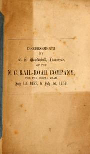 Front cover of Disbursements by C.P. Mendenhall, Treasurer, of the N.C. Rail-Road Company by North Carolina Railroad Company