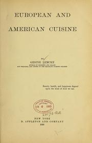 Front cover of European and American cuisine by Lemcke, Gesine Knubel Mrs.