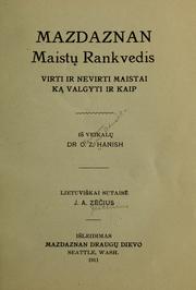 Front cover of Mazdaznan maistų rankvedis by Hanish, Otoman Zar-Adusht-