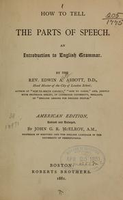 Front cover of How to tell the parts of speech by Edwin Abbott Abbott