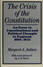 Front cover of The crisis of the constitution by Margaret Atwood Judson