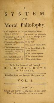 Cover of A system of moral philosophy ... by Henry Grove