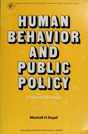 Cover of Human behavior and public policy by Marshall H. Segall