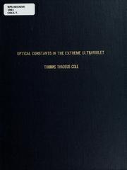 Front cover of Optical constants in the extreme ultraviolet by Thomas Thadeus Cole